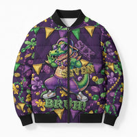 Six Seven Alligator Mardi Gras Bomber Puffer Jacket 67 Gen Alpha Slang Carnival Beads