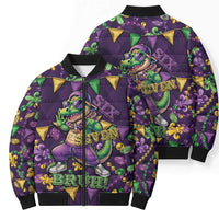 Six Seven Alligator Mardi Gras Bomber Puffer Jacket 67 Gen Alpha Slang Carnival Beads