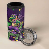 Six Seven Alligator Mardi Gras 4 in 1 Can Cooler Tumbler 67 Gen Alpha Slang Carnival Beads