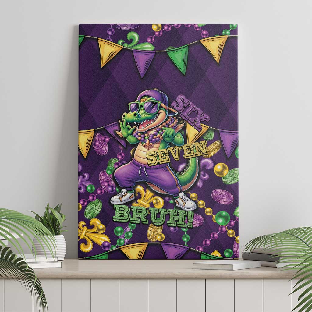 Six Seven Alligator Mardi Gras Canvas Wall Art 67 Gen Alpha Slang Carnival Beads