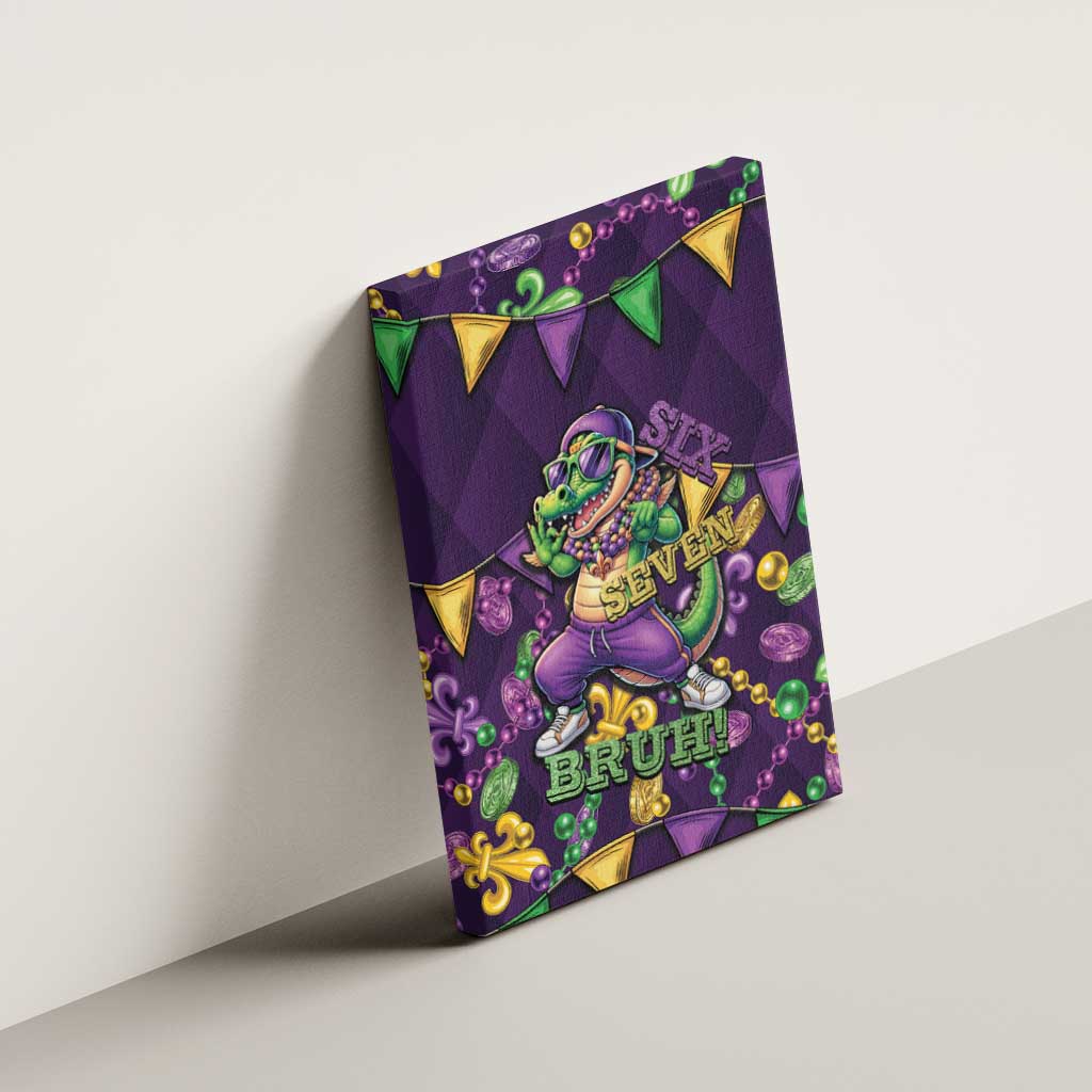 Six Seven Alligator Mardi Gras Canvas Wall Art 67 Gen Alpha Slang Carnival Beads