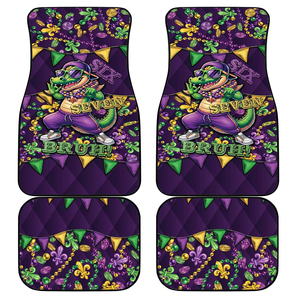 Six Seven Alligator Mardi Gras Car Mats 67 Gen Alpha Slang Carnival Beads