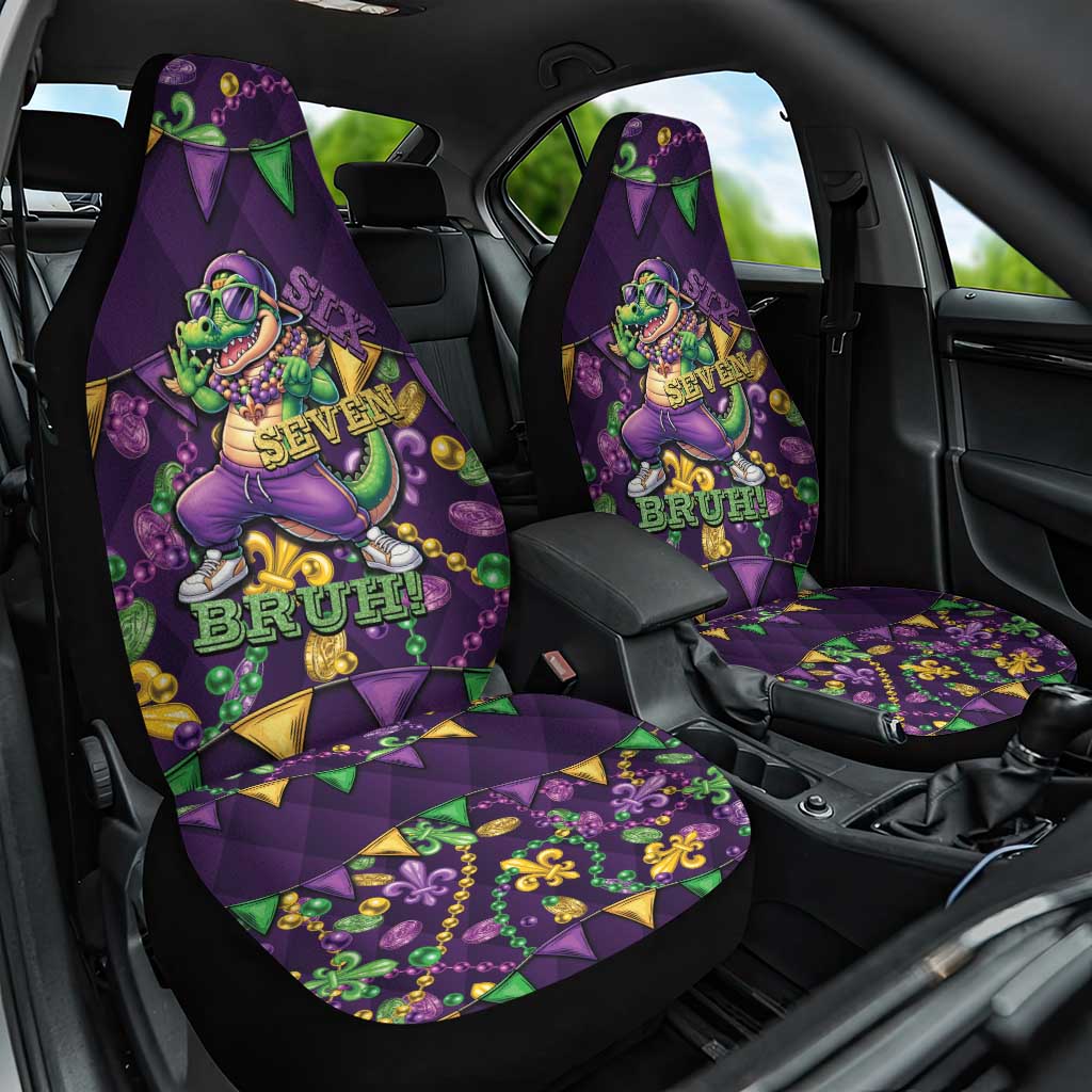 Six Seven Alligator Mardi Gras Car Seat Cover 67 Gen Alpha Slang Carnival Beads