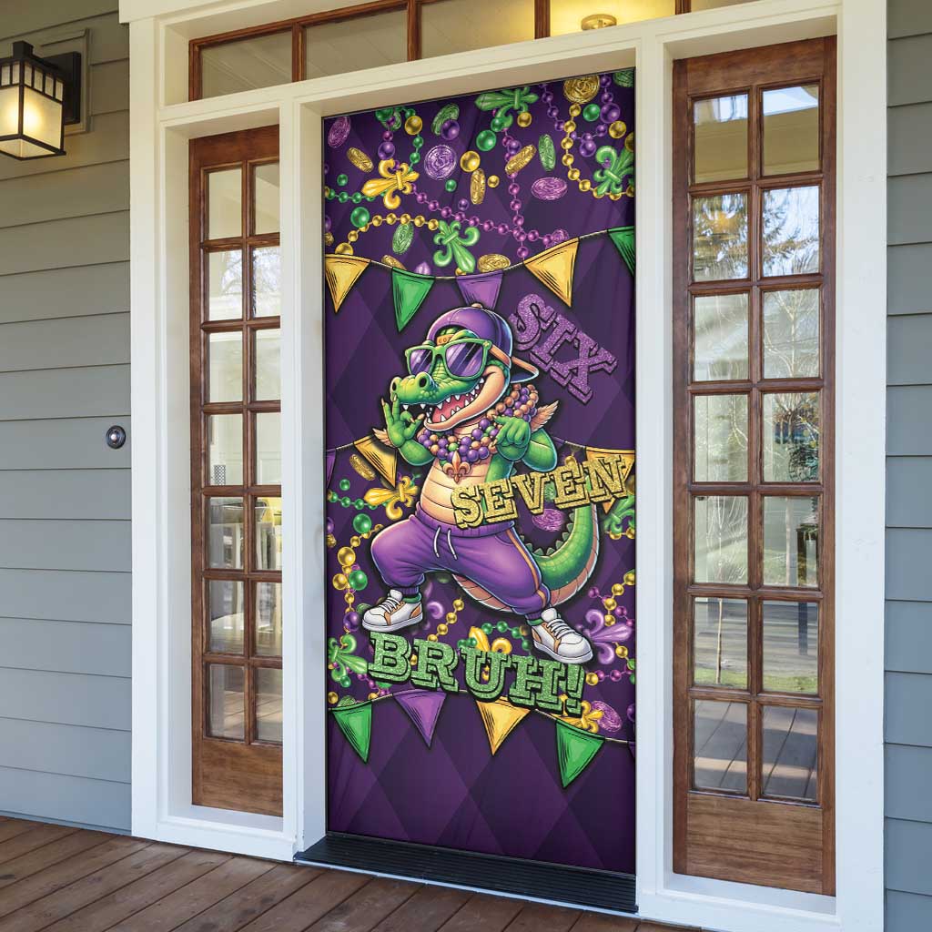 Six Seven Alligator Mardi Gras Door Cover 67 Gen Alpha Slang Carnival Beads