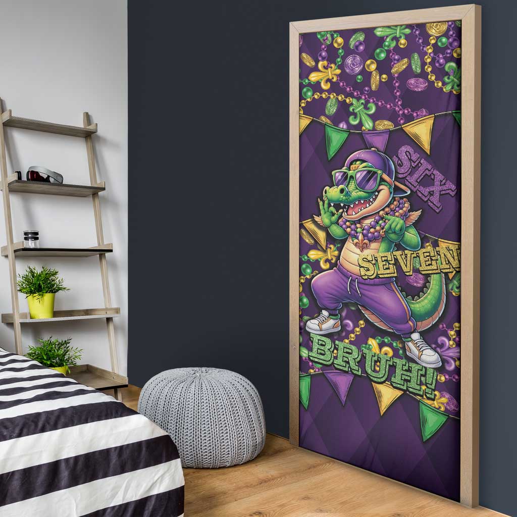Six Seven Alligator Mardi Gras Door Cover 67 Gen Alpha Slang Carnival Beads