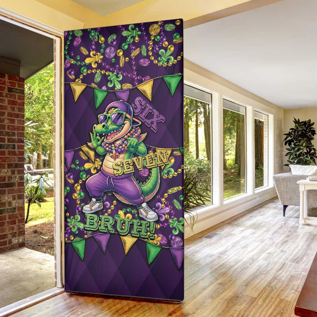 Six Seven Alligator Mardi Gras Door Cover 67 Gen Alpha Slang Carnival Beads