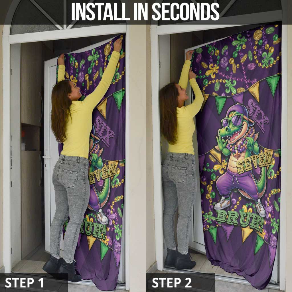 Six Seven Alligator Mardi Gras Door Cover 67 Gen Alpha Slang Carnival Beads