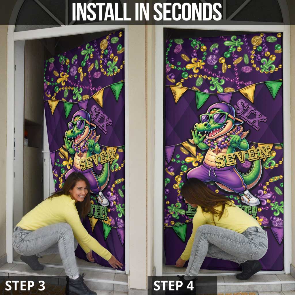 Six Seven Alligator Mardi Gras Door Cover 67 Gen Alpha Slang Carnival Beads