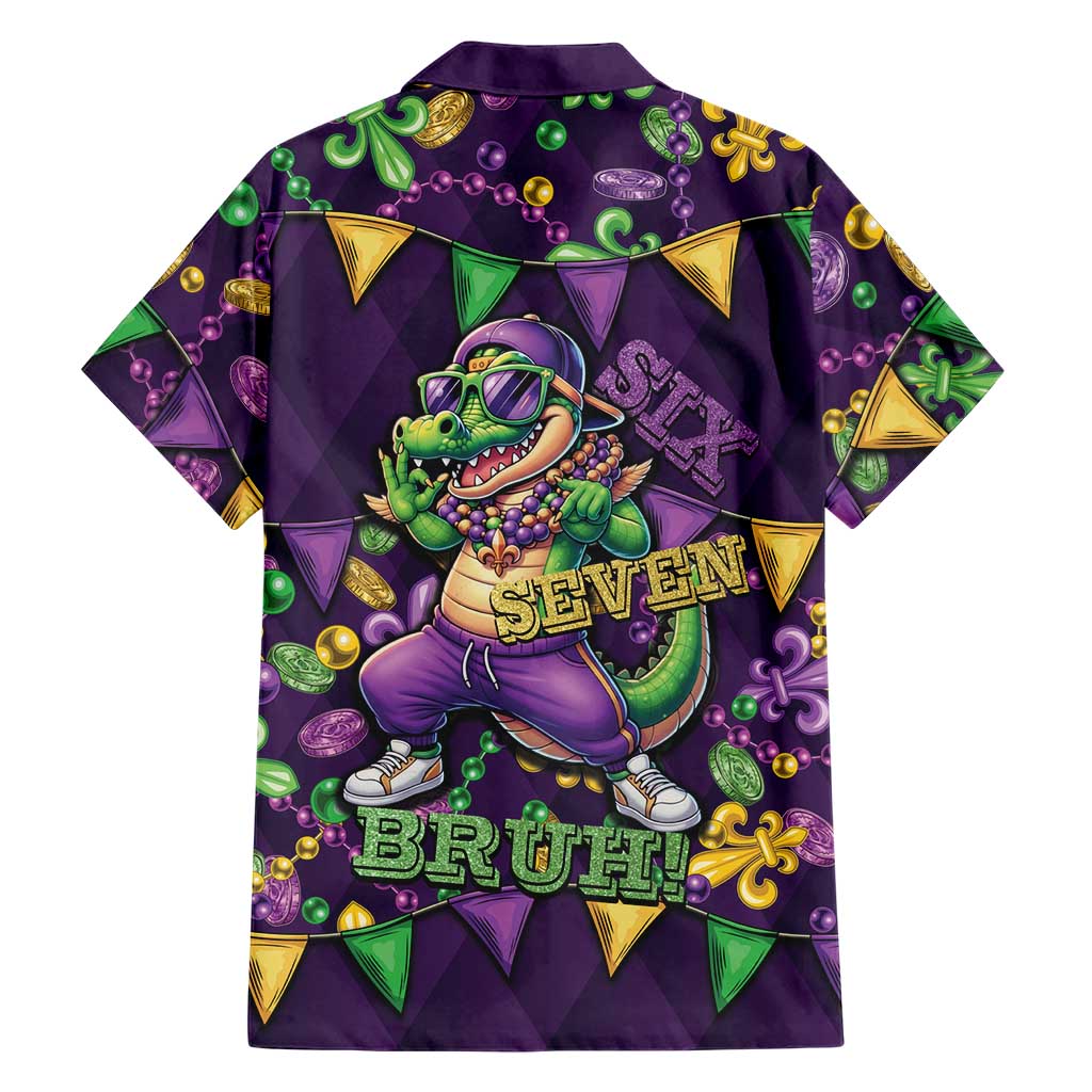 Six Seven Alligator Mardi Gras Hawaiian Shirt 67 Gen Alpha Slang Carnival Beads