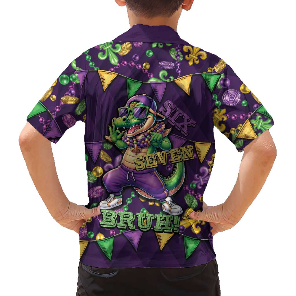 Six Seven Alligator Mardi Gras Hawaiian Shirt 67 Gen Alpha Slang Carnival Beads