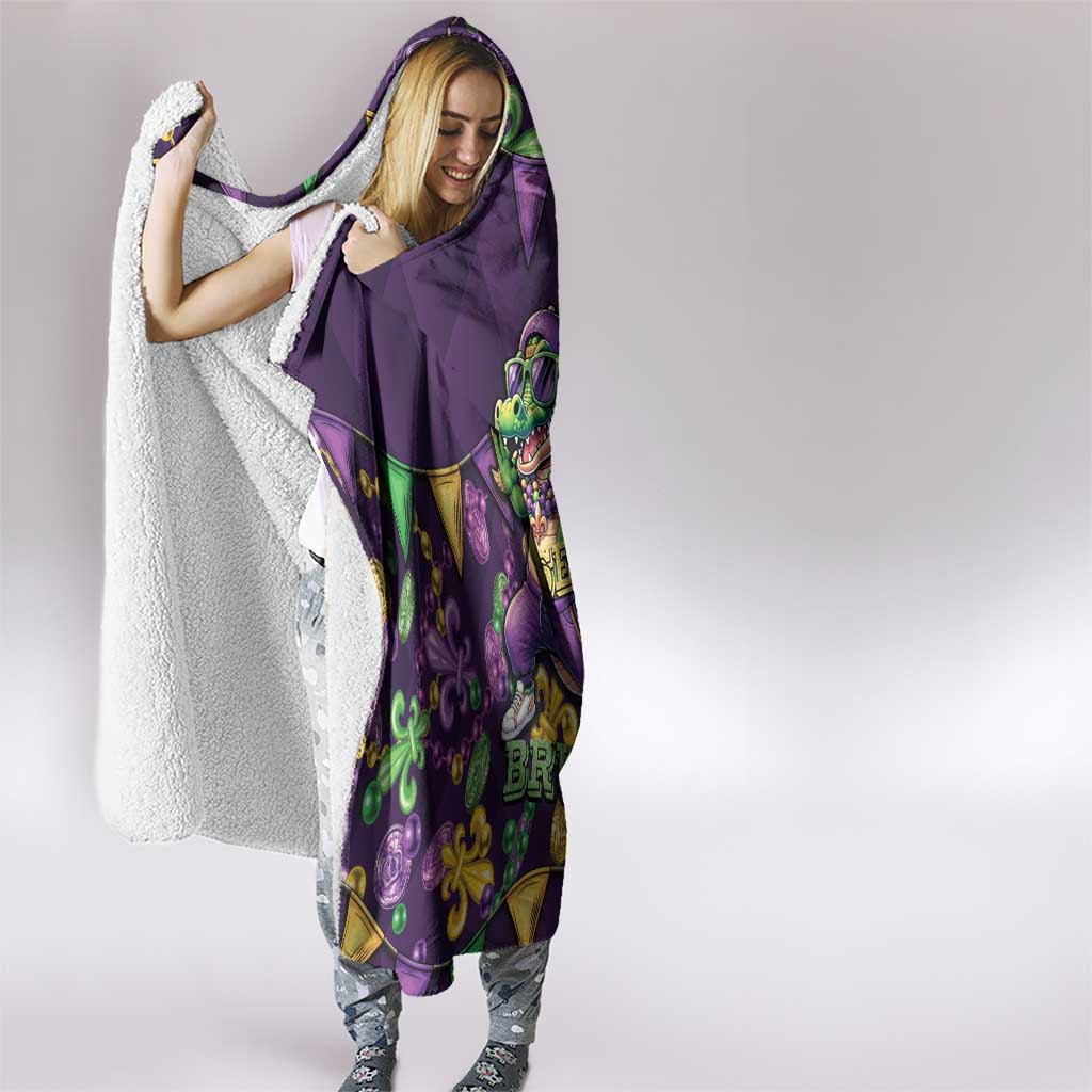 Six Seven Alligator Mardi Gras Hooded Blanket 67 Gen Alpha Slang Carnival Beads