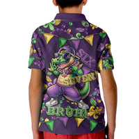 Six Seven Alligator Mardi Gras Kid Polo Shirt 67 Gen Alpha Slang Carnival Beads