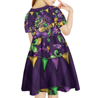 Six Seven Alligator Mardi Gras Kid Short Sleeve Dress 67 Gen Alpha Slang Carnival Beads