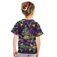 Six Seven Alligator Mardi Gras Kid T Shirt 67 Gen Alpha Slang Carnival Beads