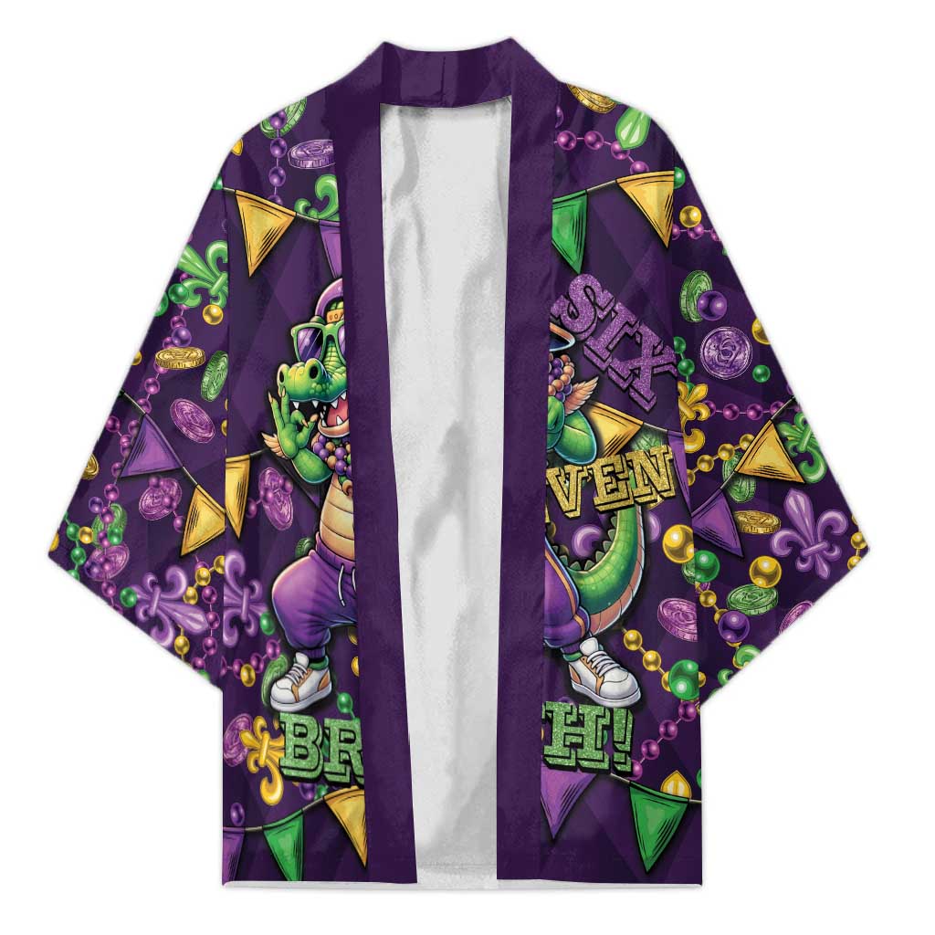 Six Seven Alligator Mardi Gras Kimono 67 Gen Alpha Slang Carnival Beads