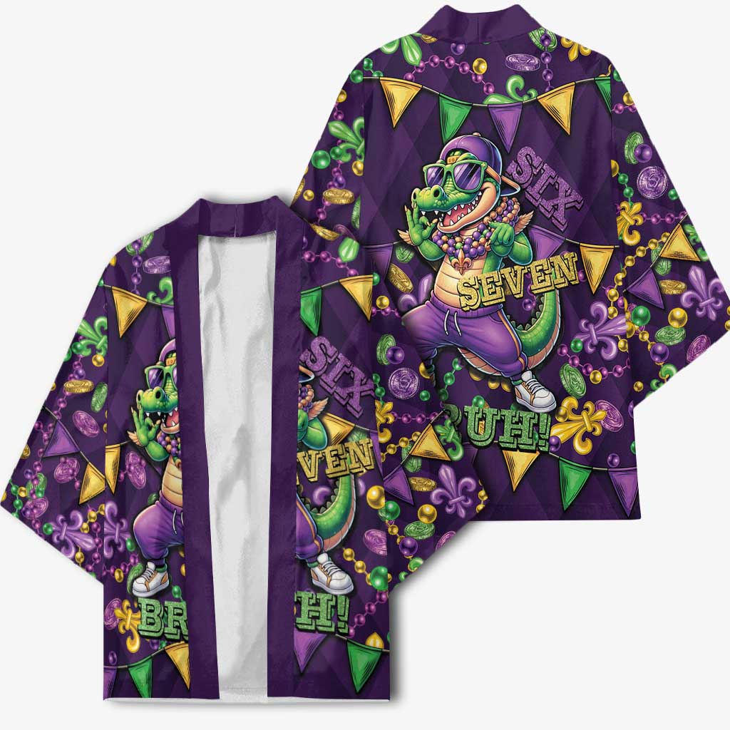 Six Seven Alligator Mardi Gras Kimono 67 Gen Alpha Slang Carnival Beads