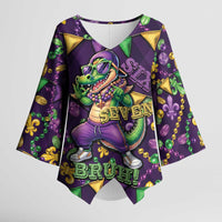 Six Seven Alligator Mardi Gras Kimono Sleeve Blouse 67 Gen Alpha Slang Carnival Beads