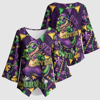 Six Seven Alligator Mardi Gras Kimono Sleeve Blouse 67 Gen Alpha Slang Carnival Beads