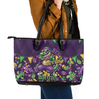 Six Seven Alligator Mardi Gras Leather Tote Bag 67 Gen Alpha Slang Carnival Beads