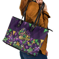 Six Seven Alligator Mardi Gras Leather Tote Bag 67 Gen Alpha Slang Carnival Beads