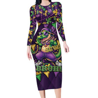 Six Seven Alligator Mardi Gras Long Sleeve Bodycon Dress 67 Gen Alpha Slang Carnival Beads