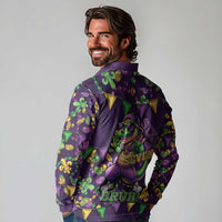 Six Seven Alligator Mardi Gras Long Sleeve Polo Shirt 67 Gen Alpha Slang Carnival Beads