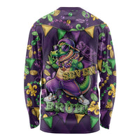 Six Seven Alligator Mardi Gras Long Sleeve Shirt 67 Gen Alpha Slang Carnival Beads