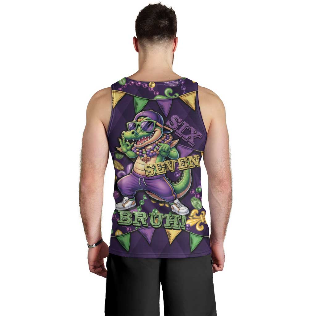 Six Seven Alligator Mardi Gras Men Tank Top 67 Gen Alpha Slang Carnival Beads