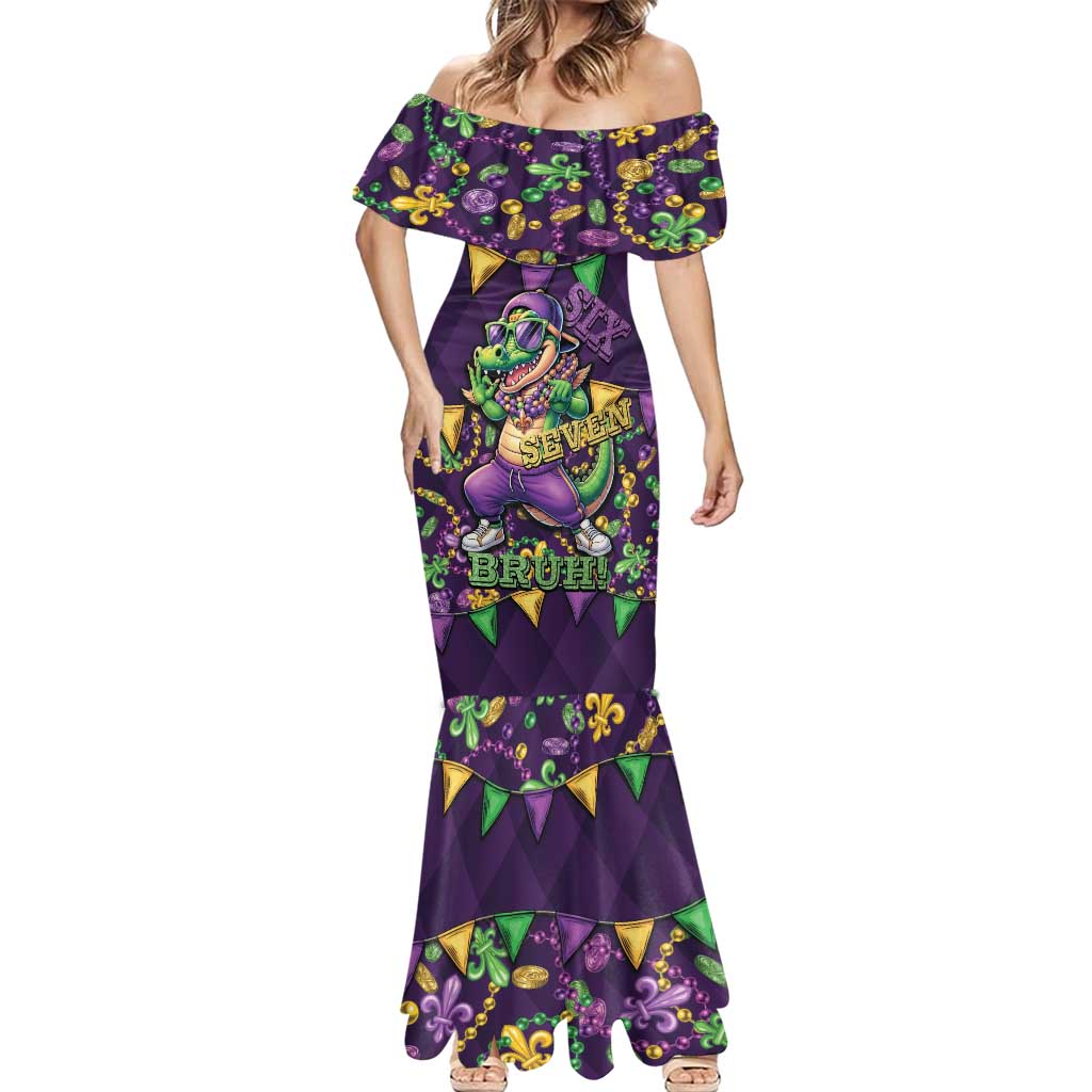 Six Seven Alligator Mardi Gras Mermaid Dress 67 Gen Alpha Slang Carnival Beads