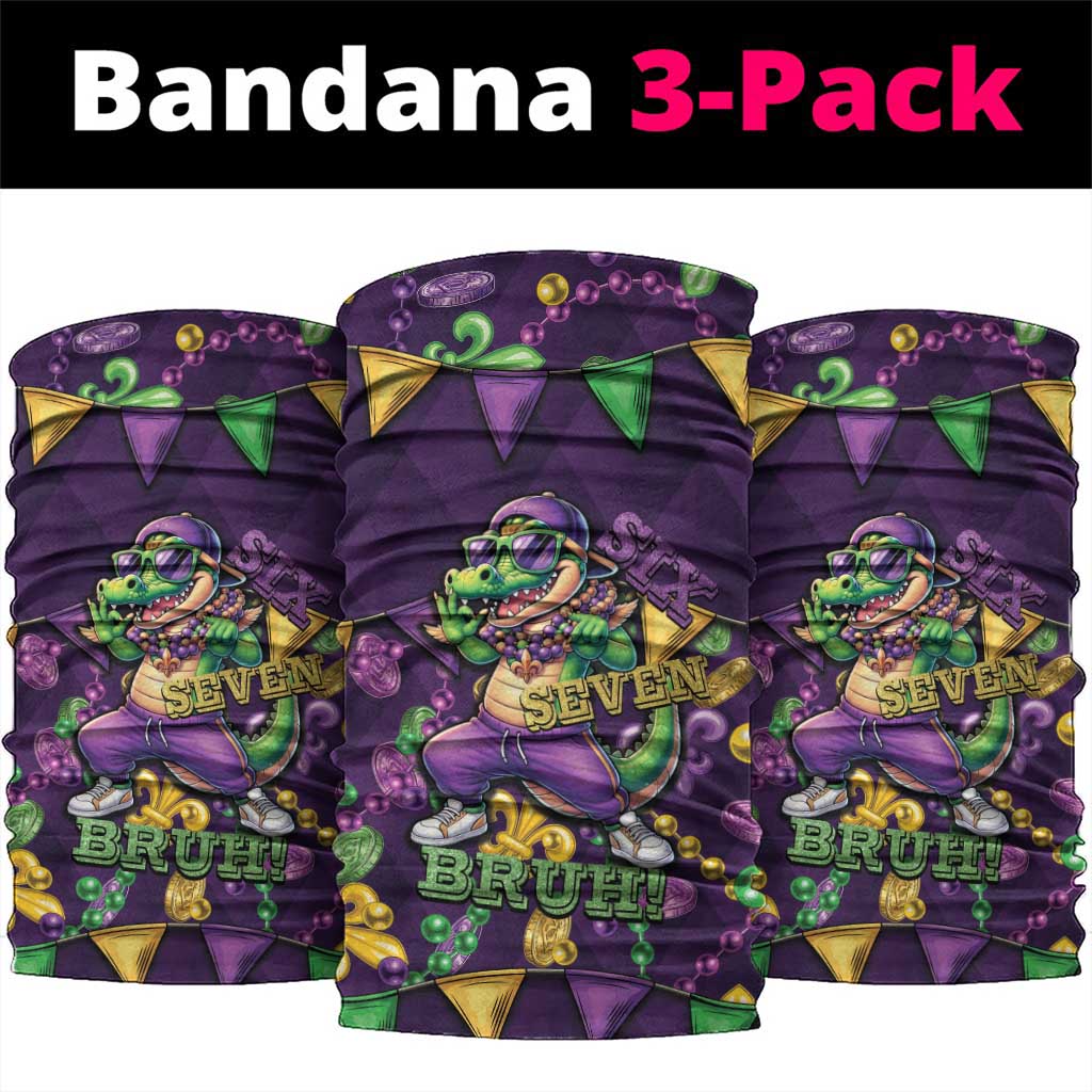 Six Seven Alligator Mardi Gras Neck Gaiter 67 Gen Alpha Slang Carnival Beads