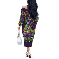 Six Seven Alligator Mardi Gras Off The Shoulder Long Sleeve Dress 67 Gen Alpha Slang Carnival Beads