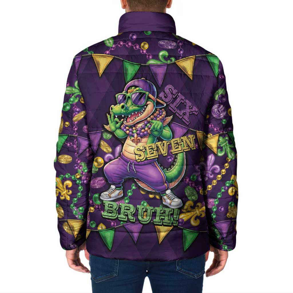 Six Seven Alligator Mardi Gras Padded Jacket 67 Gen Alpha Slang Carnival Beads