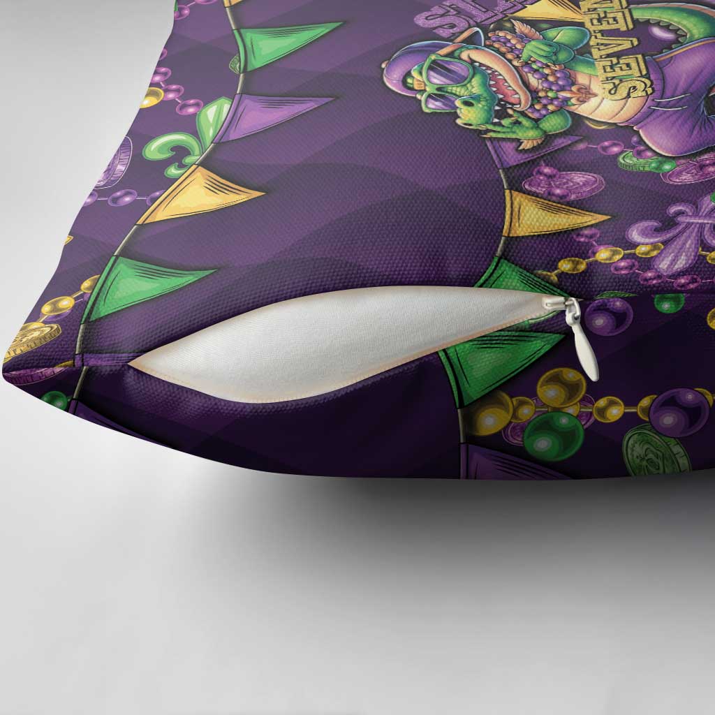Six Seven Alligator Mardi Gras Pillow Cover 67 Gen Alpha Slang Carnival Beads