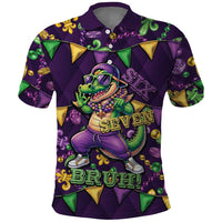 Six Seven Alligator Mardi Gras Polo Shirt 67 Gen Alpha Slang Carnival Beads