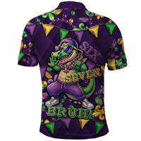 Six Seven Alligator Mardi Gras Polo Shirt 67 Gen Alpha Slang Carnival Beads
