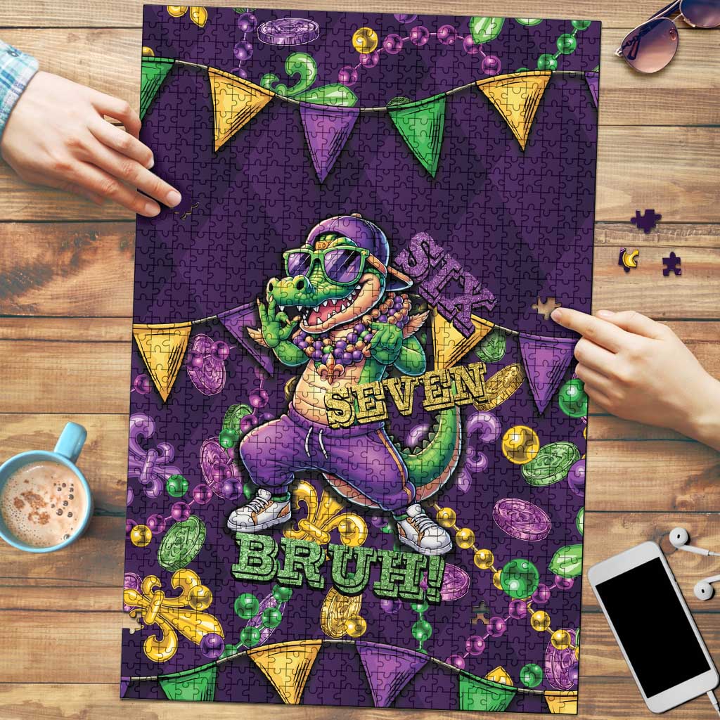 Six Seven Alligator Mardi Gras Puzzle 67 Gen Alpha Slang Carnival Beads