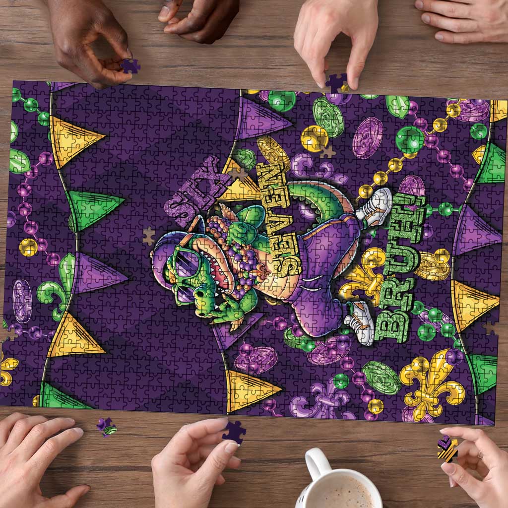 Six Seven Alligator Mardi Gras Puzzle 67 Gen Alpha Slang Carnival Beads