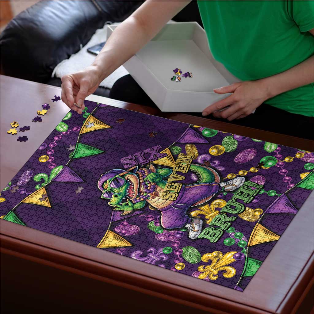 Six Seven Alligator Mardi Gras Puzzle 67 Gen Alpha Slang Carnival Beads