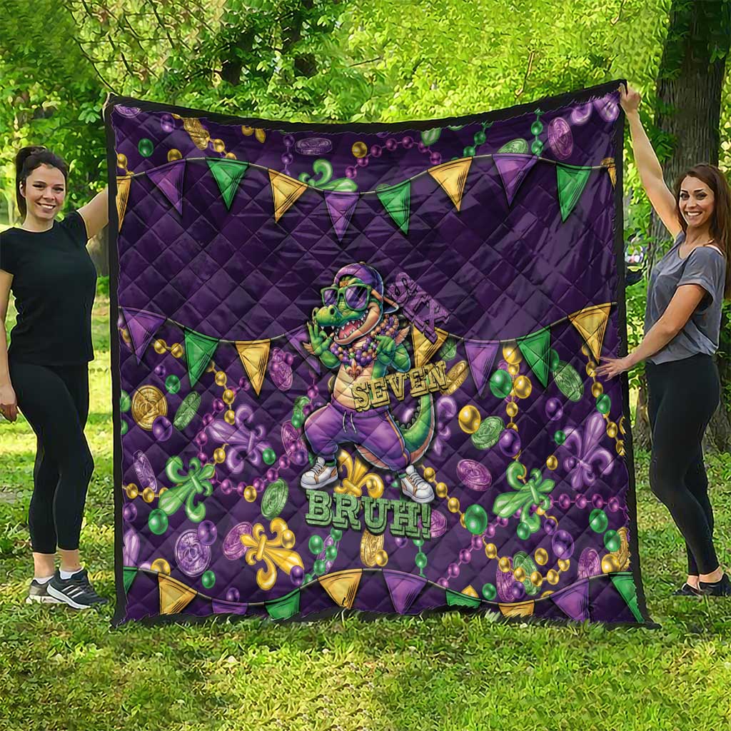 Six Seven Alligator Mardi Gras Quilt 67 Gen Alpha Slang Carnival Beads