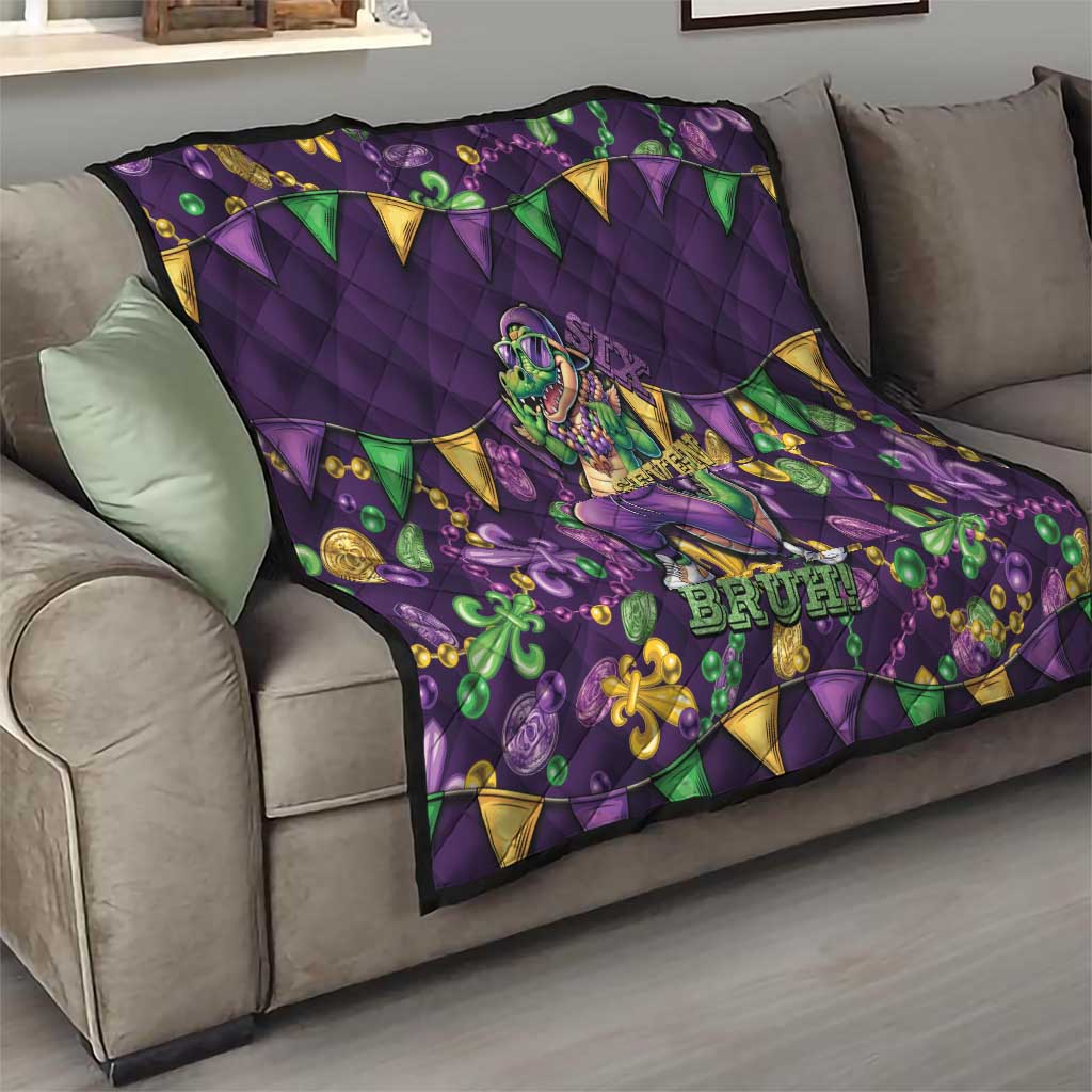 Six Seven Alligator Mardi Gras Quilt 67 Gen Alpha Slang Carnival Beads