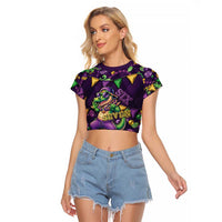 Six Seven Alligator Mardi Gras Raglan Cropped T Shirt 67 Gen Alpha Slang Carnival Beads