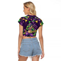 Six Seven Alligator Mardi Gras Raglan Cropped T Shirt 67 Gen Alpha Slang Carnival Beads
