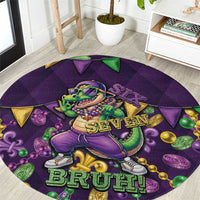 Six Seven Alligator Mardi Gras Round Carpet 67 Gen Alpha Slang Carnival Beads