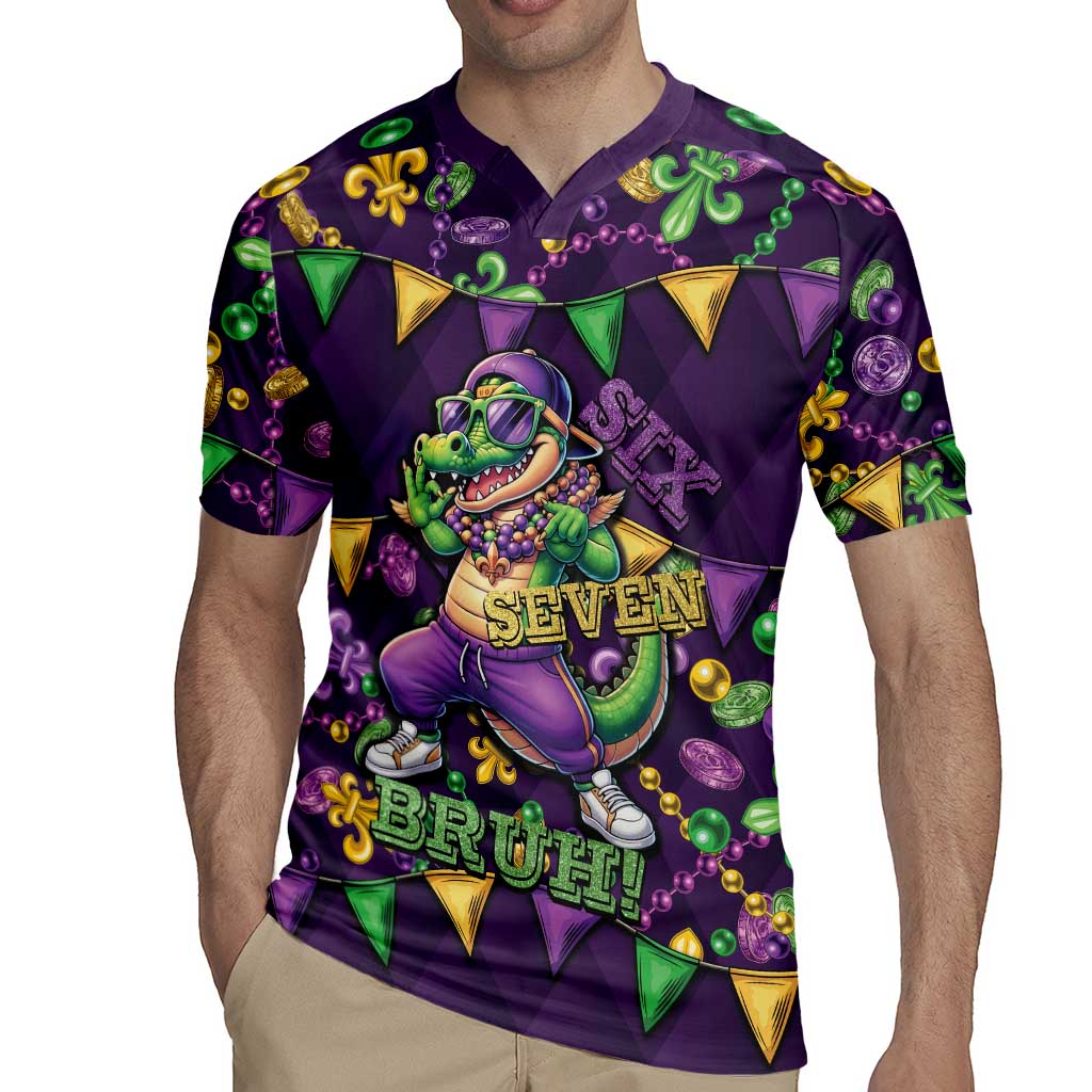Six Seven Alligator Mardi Gras Rugby Jersey 67 Gen Alpha Slang Carnival Beads