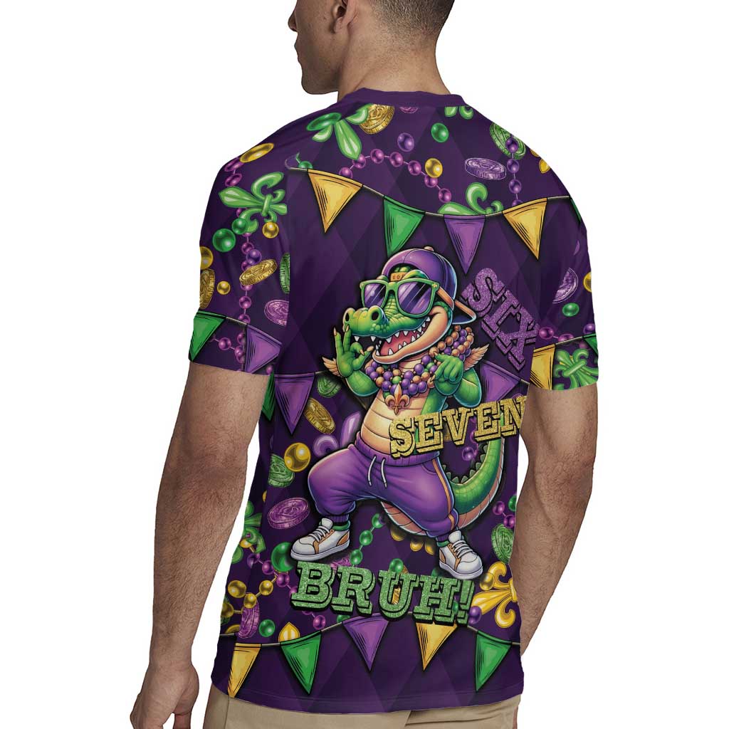 Six Seven Alligator Mardi Gras Rugby Jersey 67 Gen Alpha Slang Carnival Beads