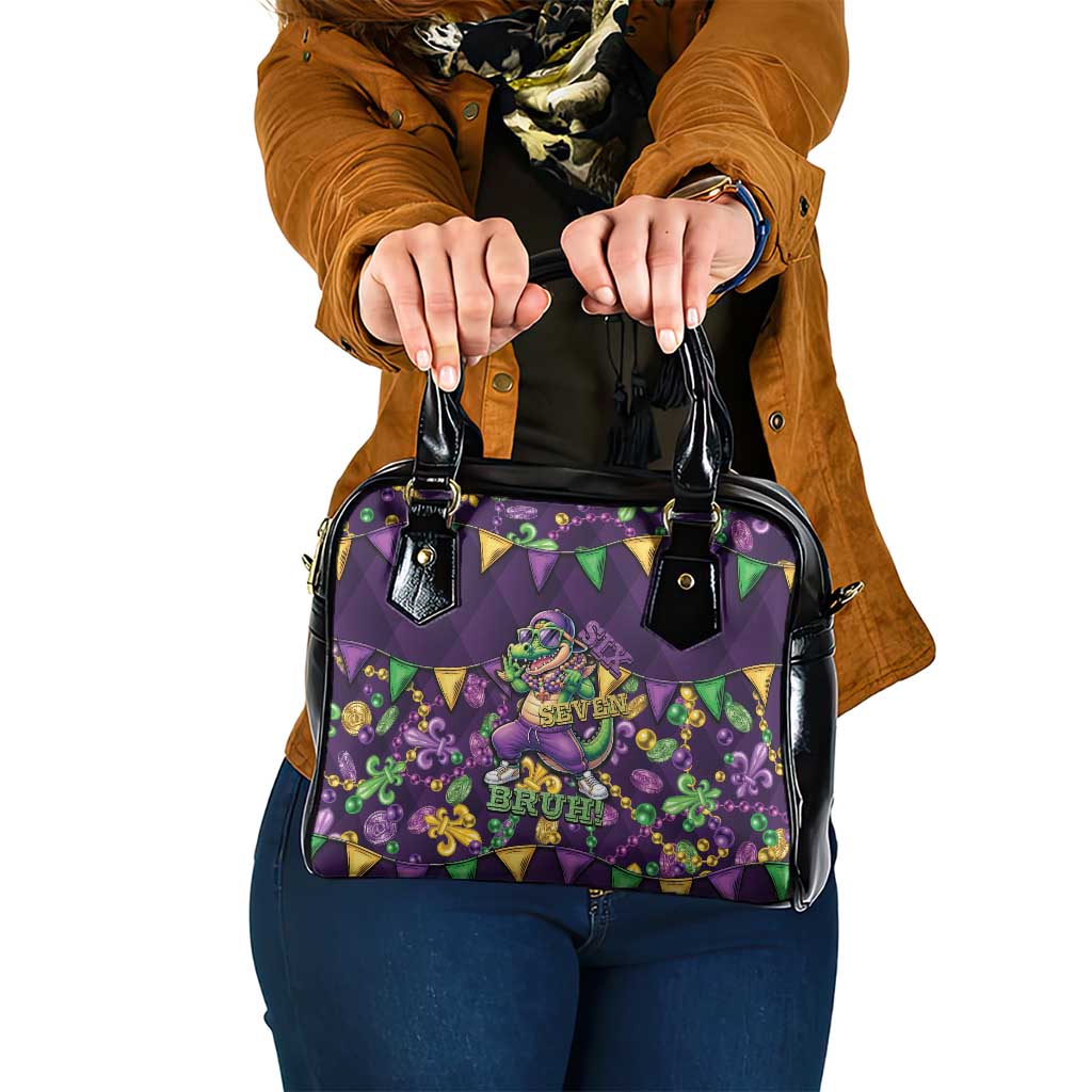 Six Seven Alligator Mardi Gras Shoulder Handbag 67 Gen Alpha Slang Carnival Beads