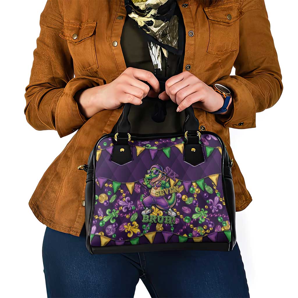 Six Seven Alligator Mardi Gras Shoulder Handbag 67 Gen Alpha Slang Carnival Beads
