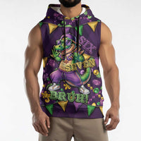 Six Seven Alligator Mardi Gras Sleeveless Hoodie 67 Gen Alpha Slang Carnival Beads