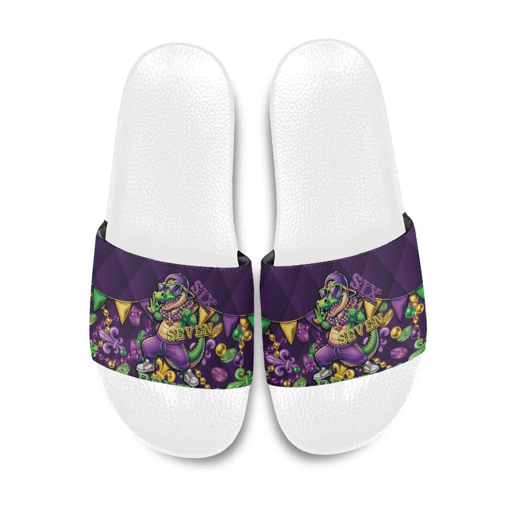 Six Seven Alligator Mardi Gras Slide Sandals 67 Gen Alpha Slang Carnival Beads