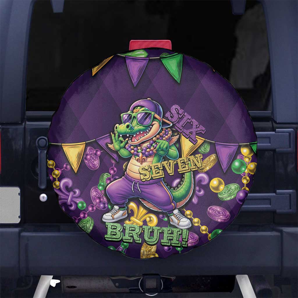 Six Seven Alligator Mardi Gras Spare Tire Cover 67 Gen Alpha Slang Carnival Beads